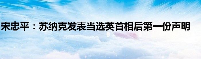宋忠平：苏纳克发表当选英首相后第一份声明