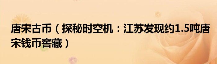 唐宋古币（探秘时空机：江苏发现约1.5吨唐宋钱币窖藏）