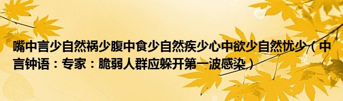 嘴中言少自然祸少腹中食少自然疾少心中欲少自然忧少（中言钟语：专家：脆弱人群应躲开第一波感染）