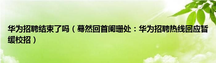 华为招聘结束了吗（蓦然回首阑珊处：华为招聘热线回应暂缓校招）