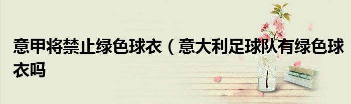 意甲将禁止绿色球衣（意大利足球队有绿色球衣吗