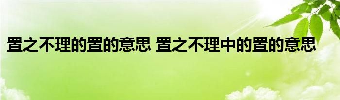 置之不理的置的意思 置之不理中的置的意思