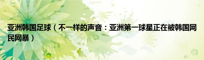 亚洲韩国足球（不一样的声音：亚洲第一球星正在被韩国网民网暴）