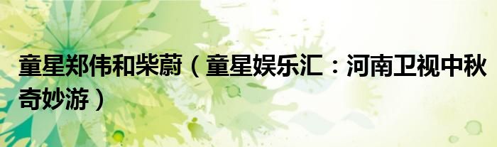童星郑伟和柴蔚（童星娱乐汇：河南卫视中秋奇妙游）