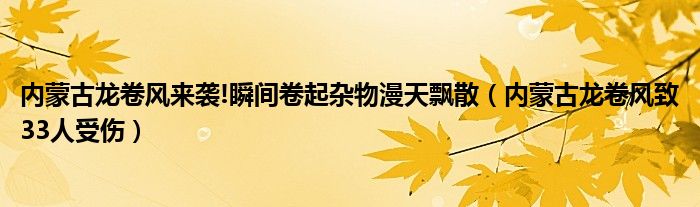 内蒙古龙卷风来袭!瞬间卷起杂物漫天飘散（内蒙古龙卷风致33人受伤）
