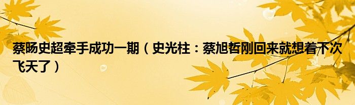 蔡旸史超牵手成功一期（史光柱：蔡旭哲刚回来就想着下次飞天了）