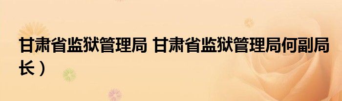 甘肃省监狱管理局 甘肃省监狱管理局何副局长）