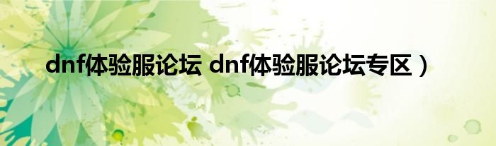 dnf体验服论坛 dnf体验服论坛专区）