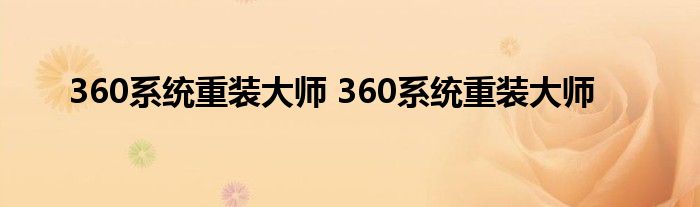 360系统重装大师 360系统重装大师