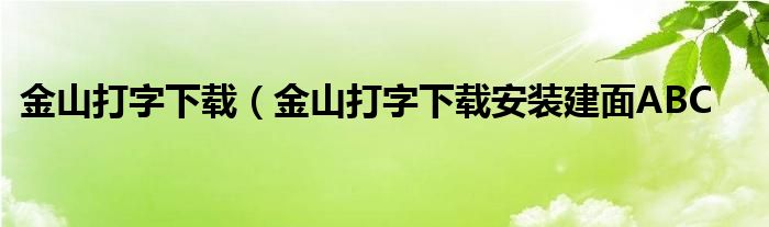 金山打字下载（金山打字下载安装建面ABC