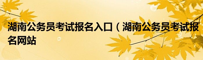 湖南公务员考试报名入口（湖南公务员考试报名网站
