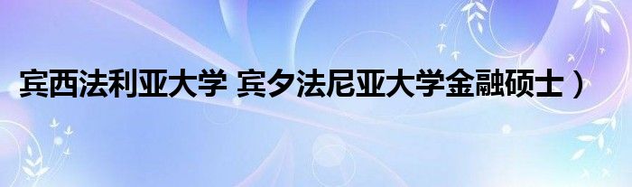 宾西法利亚大学 宾夕法尼亚大学金融硕士）