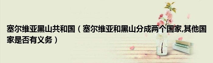 塞尔维亚黑山共和国（塞尔维亚和黑山分成两个国家,其他国家是否有义务）