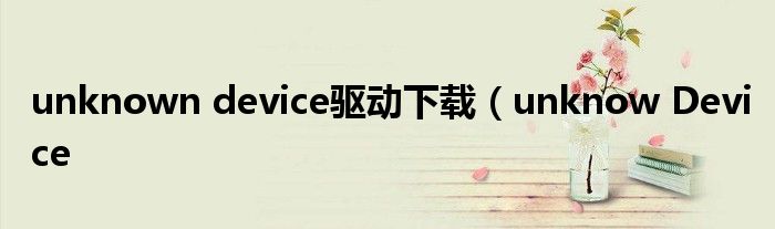 unknown device驱动下载（unknow Device