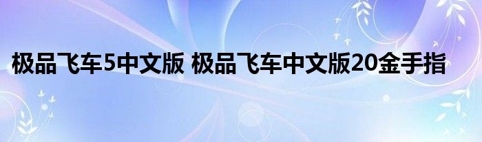 极品飞车5中文版 极品飞车中文版20金手指