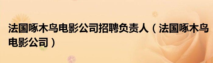 法国啄木鸟电影公司招聘负责人（法国啄木鸟电影公司）