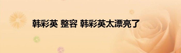 韩彩英 整容 韩彩英太漂亮了