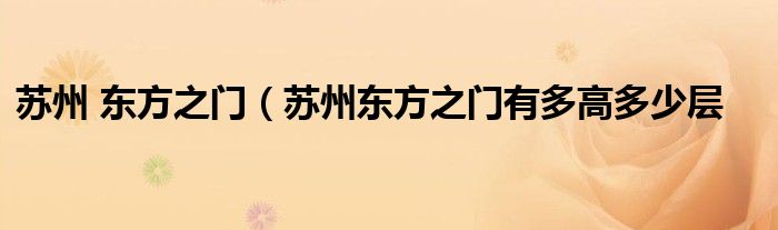 苏州 东方之门（苏州东方之门有多高多少层