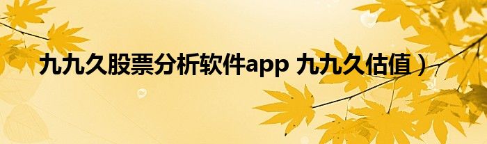 九九久股票分析软件app 九九久估值）