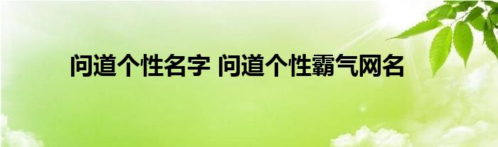 问道个性名字 问道个性霸气网名