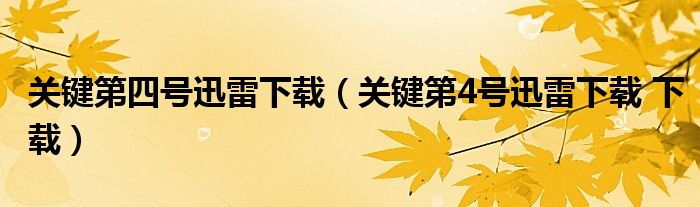关键第四号迅雷下载（关键第4号迅雷下载 下载）