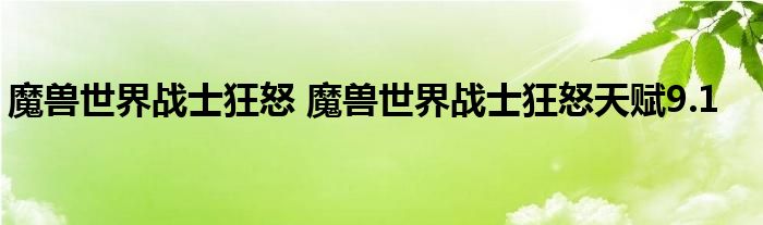 魔兽世界战士狂怒 魔兽世界战士狂怒天赋9.1