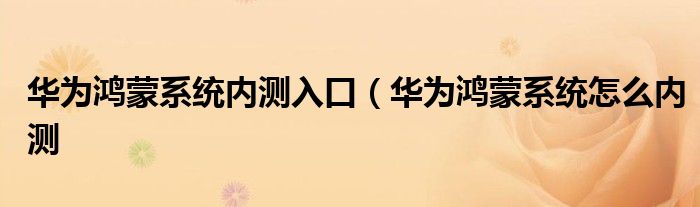 华为鸿蒙系统内测入口（华为鸿蒙系统怎么内测