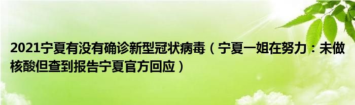 2021宁夏有没有确诊新型冠状病毒（宁夏一姐在努力：未做核酸但查到报告宁夏官方回应）