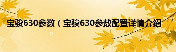 宝骏630参数（宝骏630参数配置详情介绍