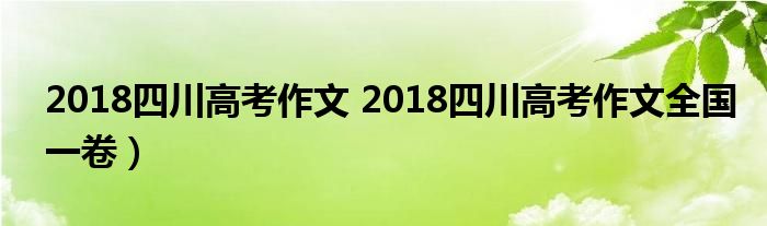 2018四川高考作文 2018四川高考作文全国一卷）