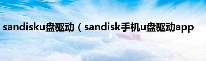 sandisku盘驱动（sandisk手机u盘驱动app