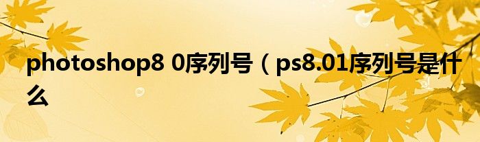 photoshop8 0序列号（ps8.01序列号是什么