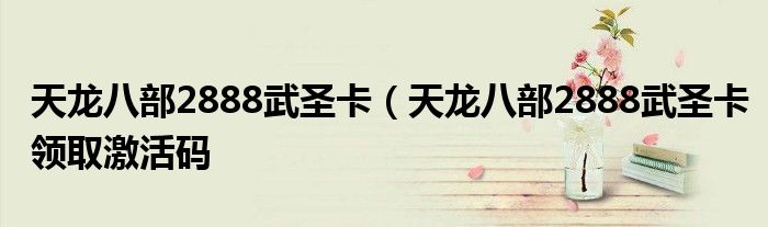 天龙八部2888武圣卡（天龙八部2888武圣卡领取激活码