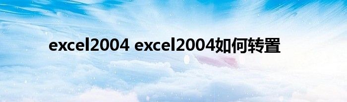 excel2004 excel2004如何转置
