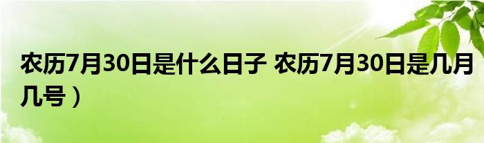 农历7月30日是什么日子 农历7月30日是几月几号）