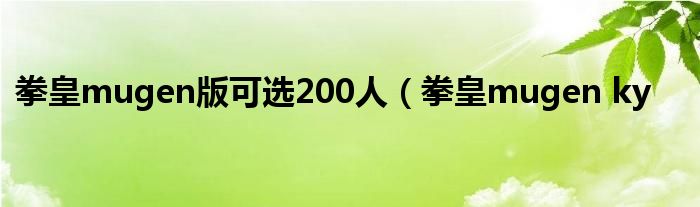 拳皇mugen版可选200人（拳皇mugen ky