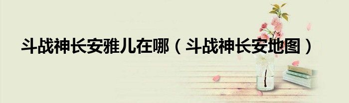 斗战神长安雅儿在哪（斗战神长安地图）