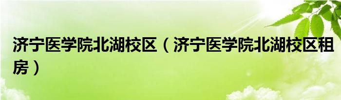 济宁医学院北湖校区（济宁医学院北湖校区租房）