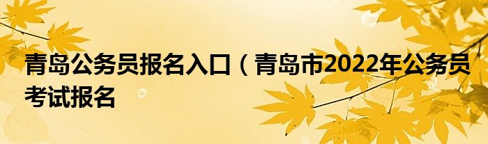 青岛公务员报名入口（青岛市2022年公务员考试报名