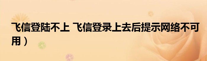 飞信登陆不上 飞信登录上去后提示网络不可用）