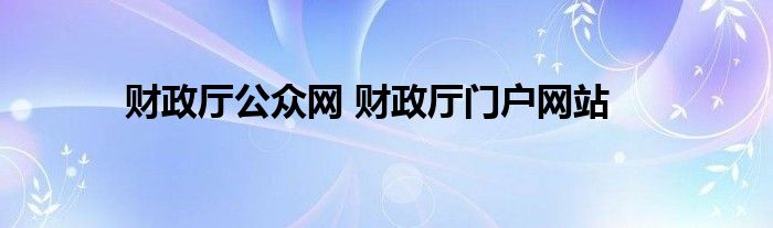 财政厅公众网 财政厅门户网站