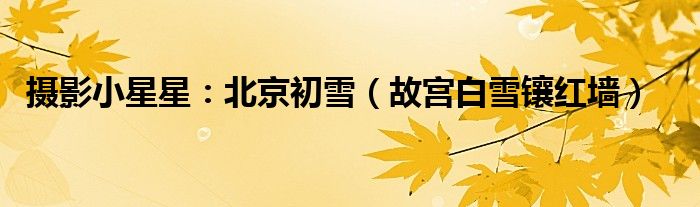 摄影小星星：北京初雪（故宫白雪镶红墙）