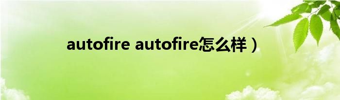 autofire autofire怎么样）