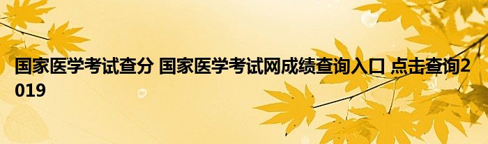 国家医学考试查分 国家医学考试网成绩查询入口 点击查询2019