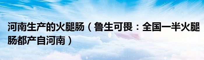 河南生产的火腿肠（鲁生可畏：全国一半火腿肠都产自河南）