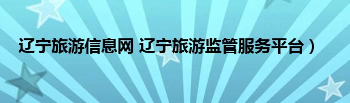 辽宁旅游信息网 辽宁旅游监管服务平台）