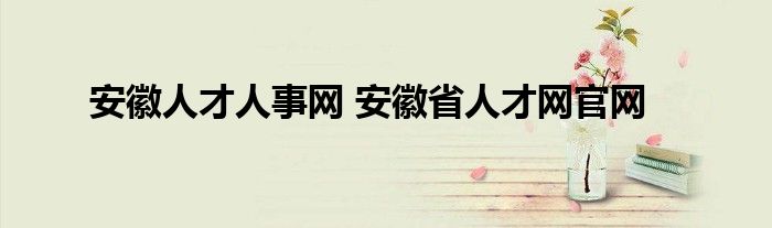 安徽人才人事网 安徽省人才网官网