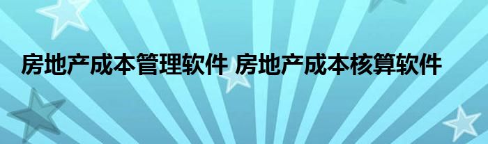 房地产成本管理软件 房地产成本核算软件