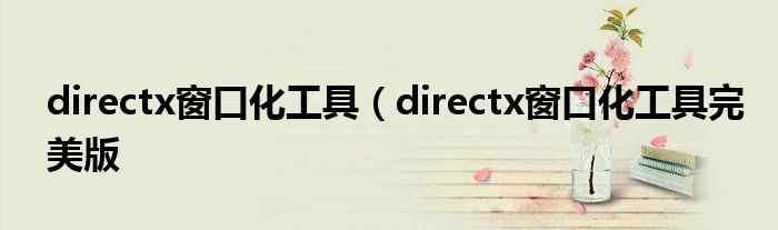 directx窗口化工具（directx窗口化工具完美版