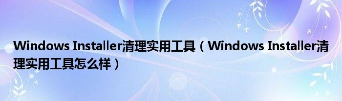 Windows Installer清理实用工具（Windows Installer清理实用工具怎么样）